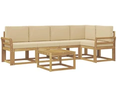 Lauko sofos komplektas su pagalve 6 pcs Balta ir kreminė
