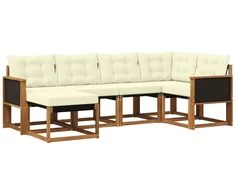 Lauko sofos komplektas su pagalve 6 pcs Natūralus ir grietinėlė