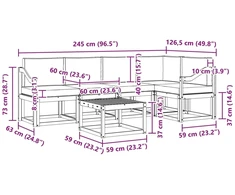 Lauko sofos komplektas 6 vnt. 5 vietos Balta ir kreminė