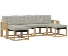 Lauko sofos komplektas su pagalve 6 pcs Balta ir šviesiai pilka