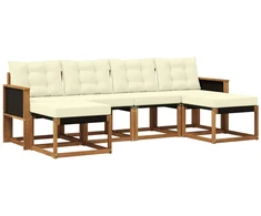 Lauko sofos komplektas su pagalve 6 pcs Natūralus ir grietinėlė