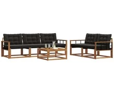 Lauko sofos komplektas su pagalve 6 pcs Natūrali ir juoda