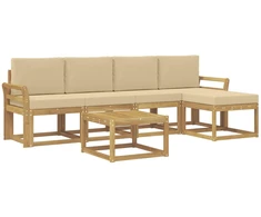 Lauko sofos komplektas su pagalve 6 pcs Balta ir kreminė