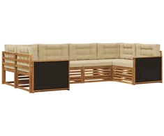 Lauko sofos komplektas su pagalve 6 pcs Natūralus ir bežinis