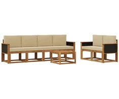 Lauko sofos komplektas su pagalve 6 pcs Natūrali