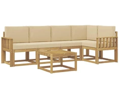 Lauko sofos komplektas su pagalve 6 pcs Balta ir kreminė