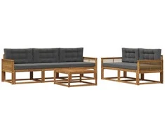 Lauko sofos komplektas su pagalve 6 pcs Natūralus ir antracitas