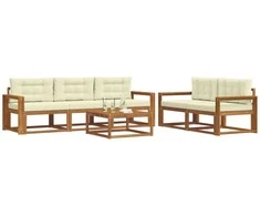 Lauko sofos komplektas su pagalve 6 pcs Natūralus ir grietinėlė