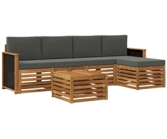 Lauko sofos komplektas su pagalve 6 pcs Natūralus ir antracitas