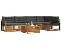 Lauko sofos komplektas su pagalve 6 pcs Natūralus ir antracitas