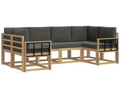 Lauko sofos komplektas su pagalve 6 pcs Balta ir antracito