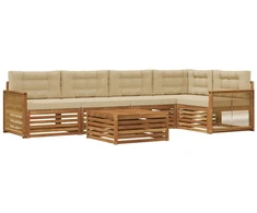 Lauko sofos komplektas su pagalve 6 pcs Natūralus ir bežinis