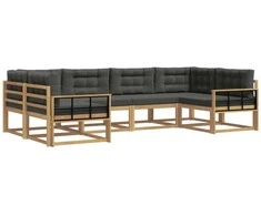 Lauko sofos komplektas su pagalve 6 pcs Balta ir antracito