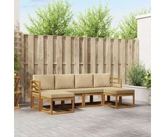 Lauko sofos komplektas su pagalve 6 pcs Natūralus ir bežinis