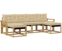Lauko sofos komplektas su pagalve 6 pcs Balta ir kreminė