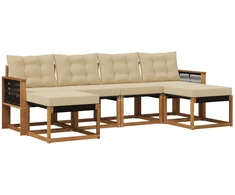 Lauko sofos komplektas su pagalve 6 pcs Natūralus ir bežinis