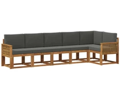Lauko sofos komplektas su pagalve 6 pcs Natūralus ir antracitas