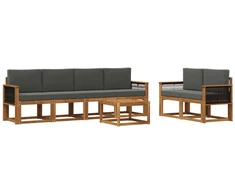 Lauko sofos komplektas su pagalve 6 pcs Natūralus ir antracitas
