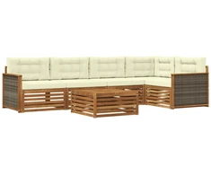 Lauko sofos komplektas su pagalve 6 pcs Natūralus ir grietinėlė