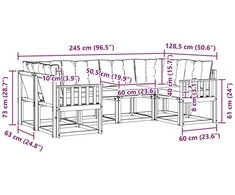 Lauko sofos komplektas 6 vnt. Balta ir kreminė
