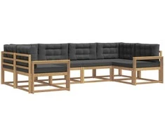 Lauko sofos komplektas su pagalve 6 pcs Balta ir antracito