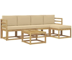 Lauko sofos komplektas su pagalve 6 pcs Balta ir kreminė