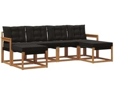 Lauko sofos komplektas su pagalve 6 pcs Natūrali ir juoda