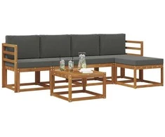 Lauko sofos komplektas su pagalve 6 pcs Natūralus ir antracitas