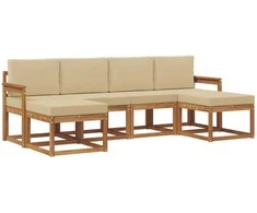 Lauko sofos komplektas su pagalve 6 pcs Natūralus ir bežinis
