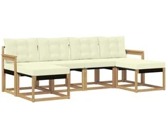 Lauko sofos komplektas su pagalve 6 pcs Balta ir kreminė