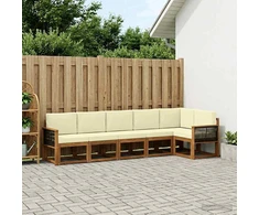 Lauko sofos komplektas 6 vnt. 6 vietos Natūralus ir grietinėlė