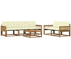 Lauko sofos komplektas su pagalve 6 pcs Natūralus ir grietinėlė