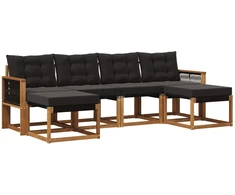 Lauko sofos komplektas su pagalve 6 pcs Natūrali ir juoda
