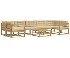 Lauko sofos komplektas su pagalve 6 pcs Balta ir kreminė