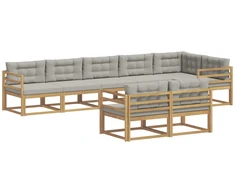 Lauko sofos komplektas su pagalve 6 pcs Balta ir šviesiai pilka