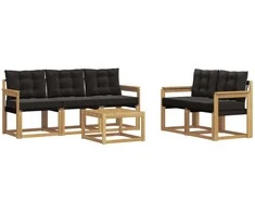 Lauko sofos komplektas su pagalve 6 pcs Balta ir juoda