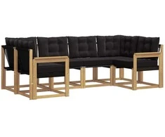 Lauko sofos komplektas su pagalve 6 pcs Balta ir juoda