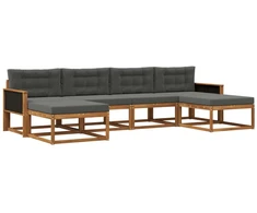 Lauko sofos komplektas su pagalve 6 pcs Natūralus ir antracitas