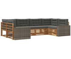 Lauko sofos komplektas su pagalve 6 pcs Natūralus ir antracitas