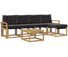 Lauko sofos komplektas su pagalve 6 pcs Balta ir juoda