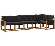 Lauko sofos komplektas su pagalve 6 pcs Natūrali ir juoda
