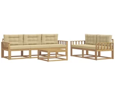 Lauko sofos komplektas su pagalve 6 pcs Balta ir kreminė