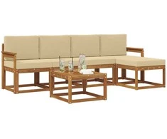Lauko sofos komplektas su pagalve 6 pcs Natūralus ir bežinis