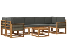 Lauko sofos komplektas su pagalve 6 pcs Natūralus ir antracitas