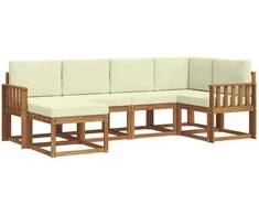 Lauko sofos komplektas su pagalve 6 pcs Natūralus ir grietinėlė