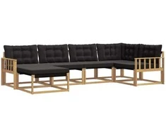Lauko sofos komplektas su pagalve 6 pcs Balta ir juoda