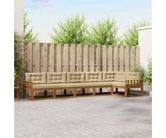 Lauko sofos komplektas su pagalve 6 pcs Natūralus ir bežinis