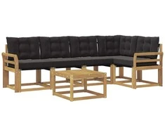 Lauko sofos komplektas su pagalve 6 pcs Balta ir juoda