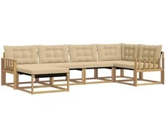 Lauko sofos komplektas su pagalve 6 pcs Balta ir kreminė
