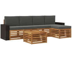 Lauko sofos komplektas su pagalve 6 pcs Natūralus ir antracitas